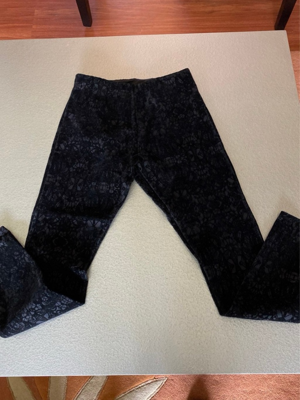 Womens Black Patterned Dress Pants